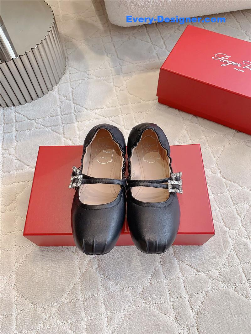 Roger Vivier Mary Janes in Black Nappa Leather