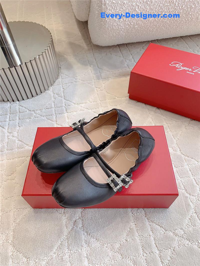 Roger Vivier Mary Janes in Black Nappa Leather