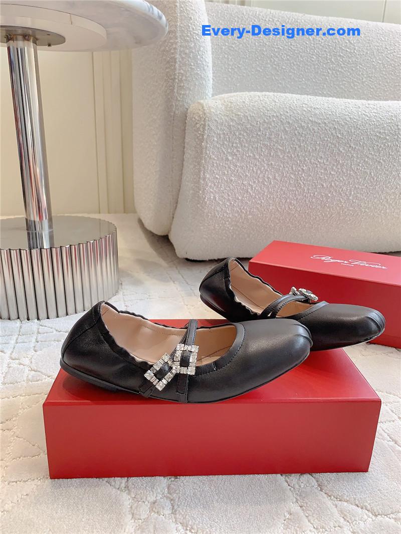 Roger Vivier Mary Janes in Black Nappa Leather