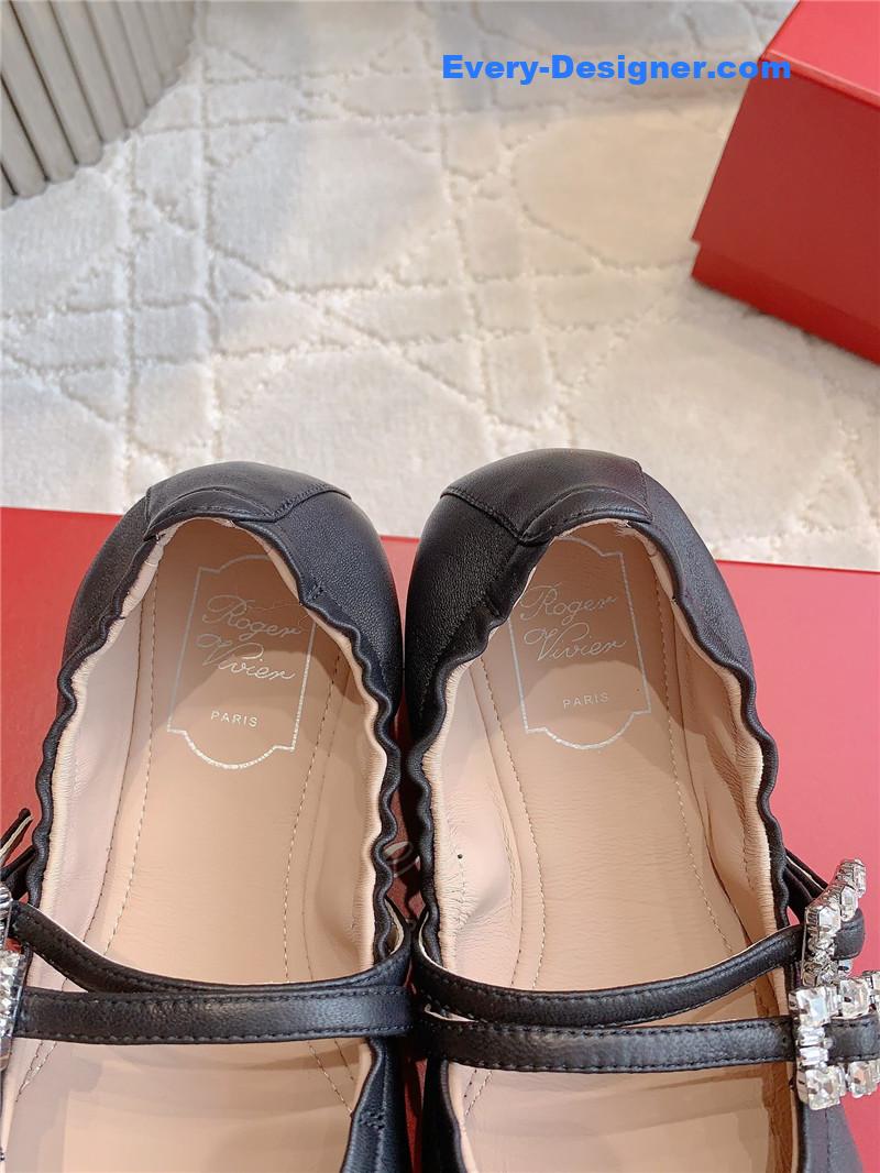 Roger Vivier Mary Janes in Black Nappa Leather