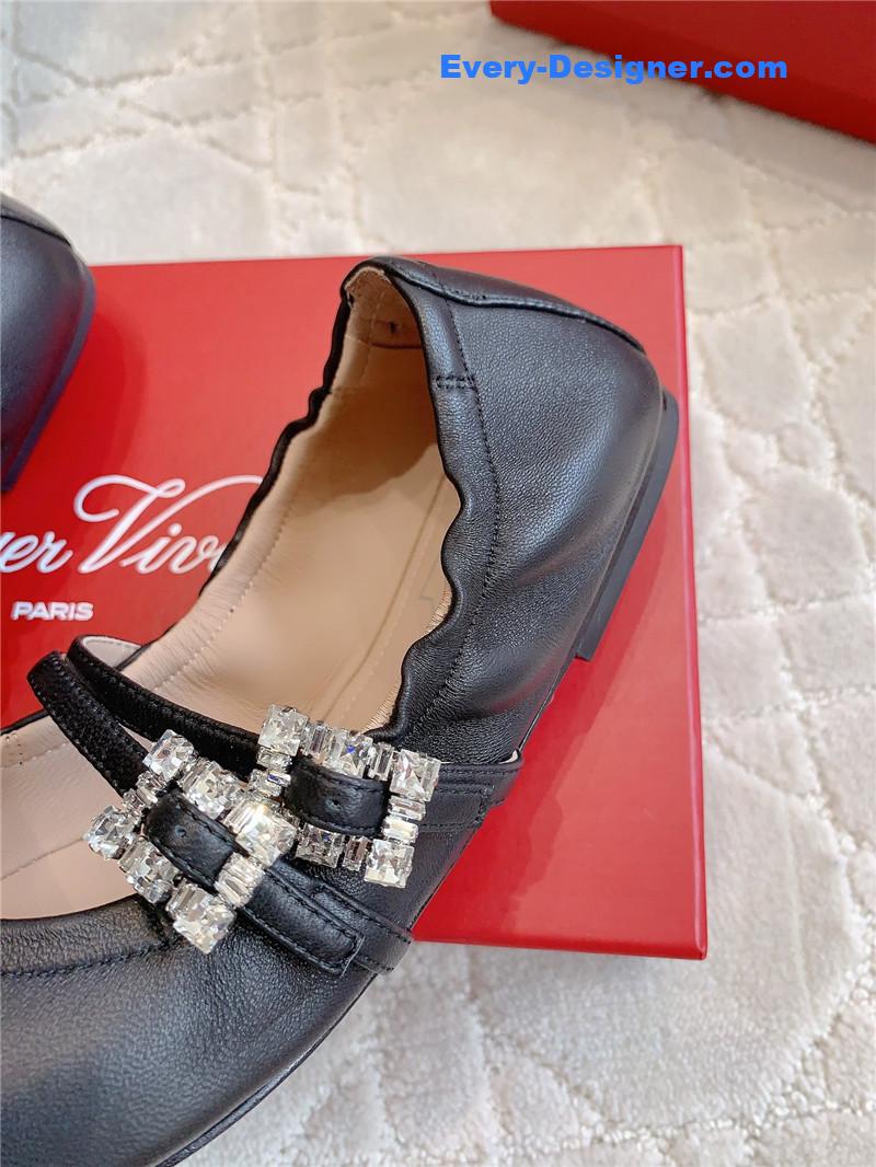 Roger Vivier Mary Janes in Black Nappa Leather