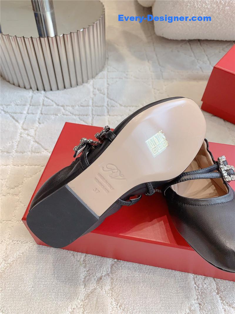 Roger Vivier Mary Janes in Black Nappa Leather