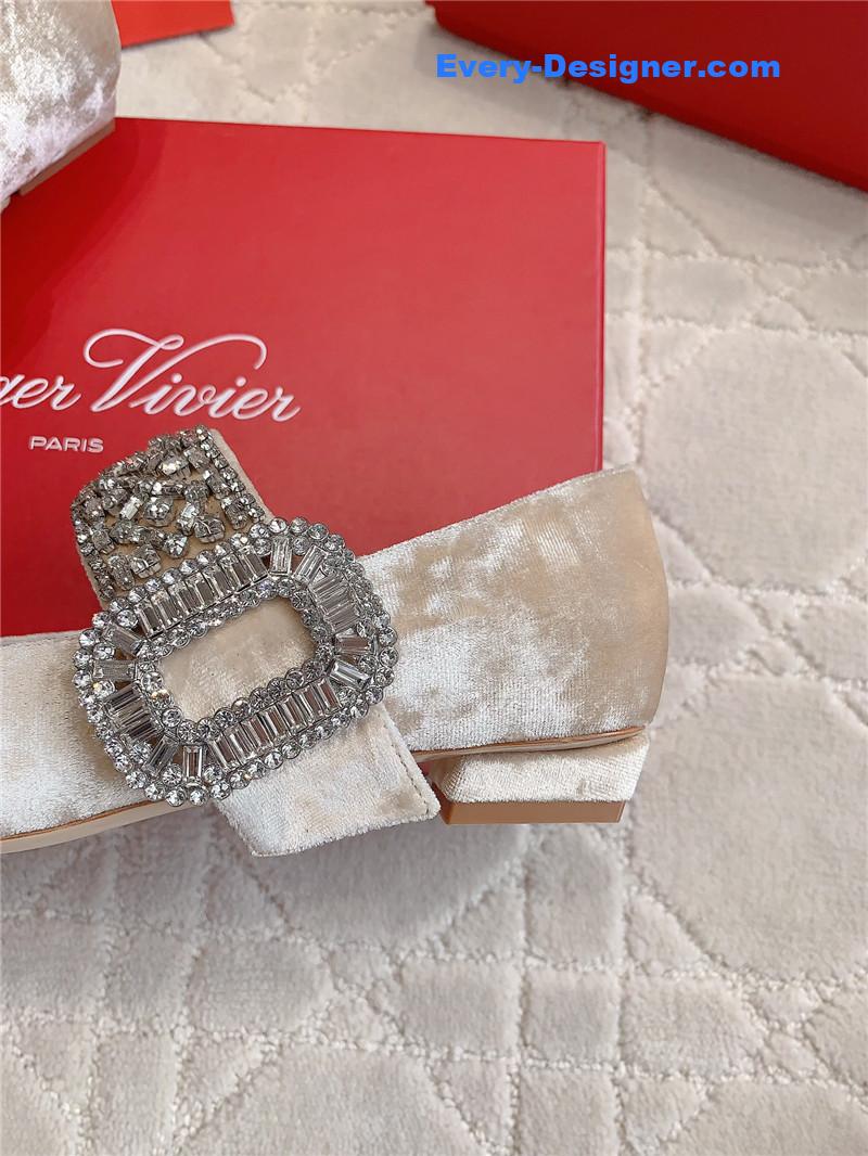 Roger Vivier Belle Vivier Mary Janes in Natural Velvet