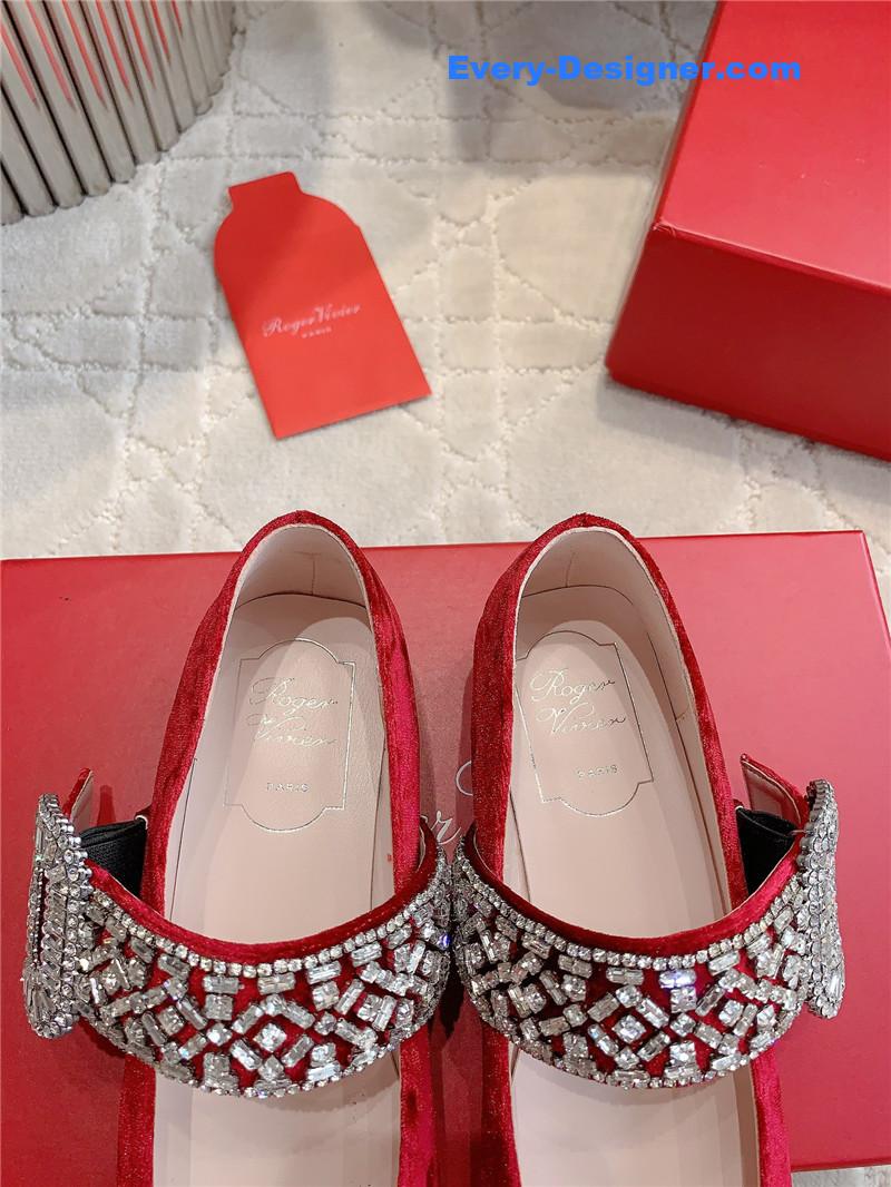 Roger Vivier Belle Vivier Mary Janes in Velvet Red