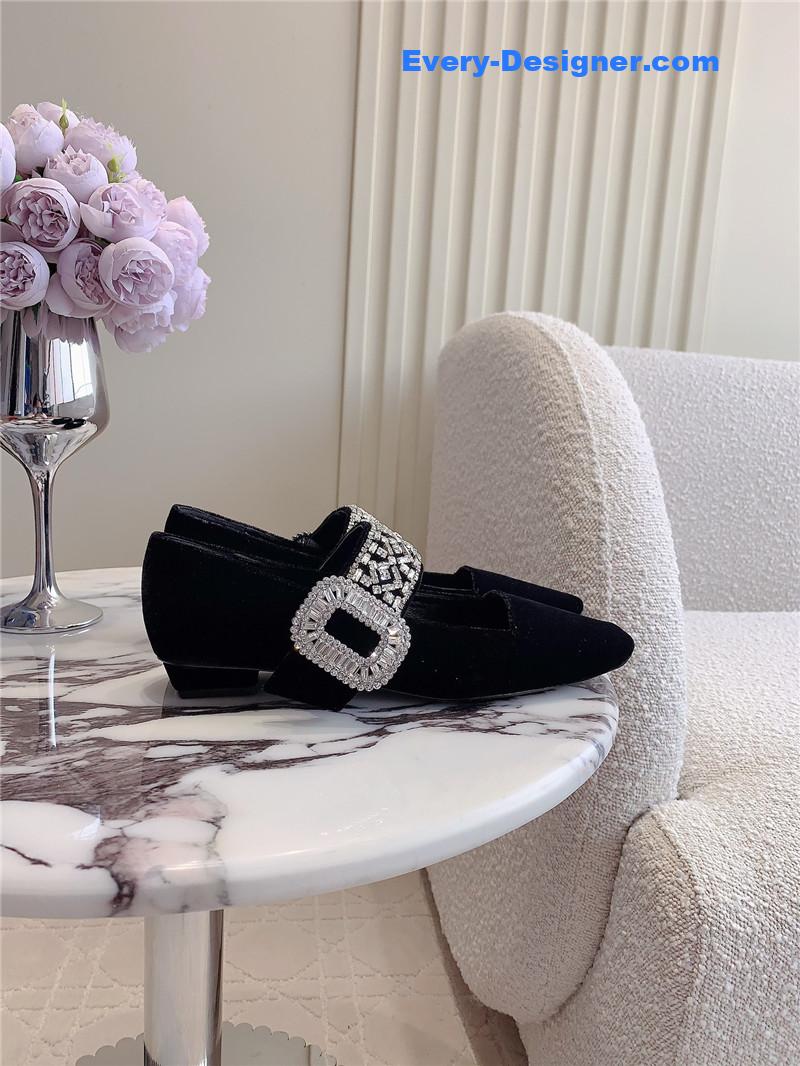 Roger Vivier Belle Vivier Mary Janes in Velvet Black