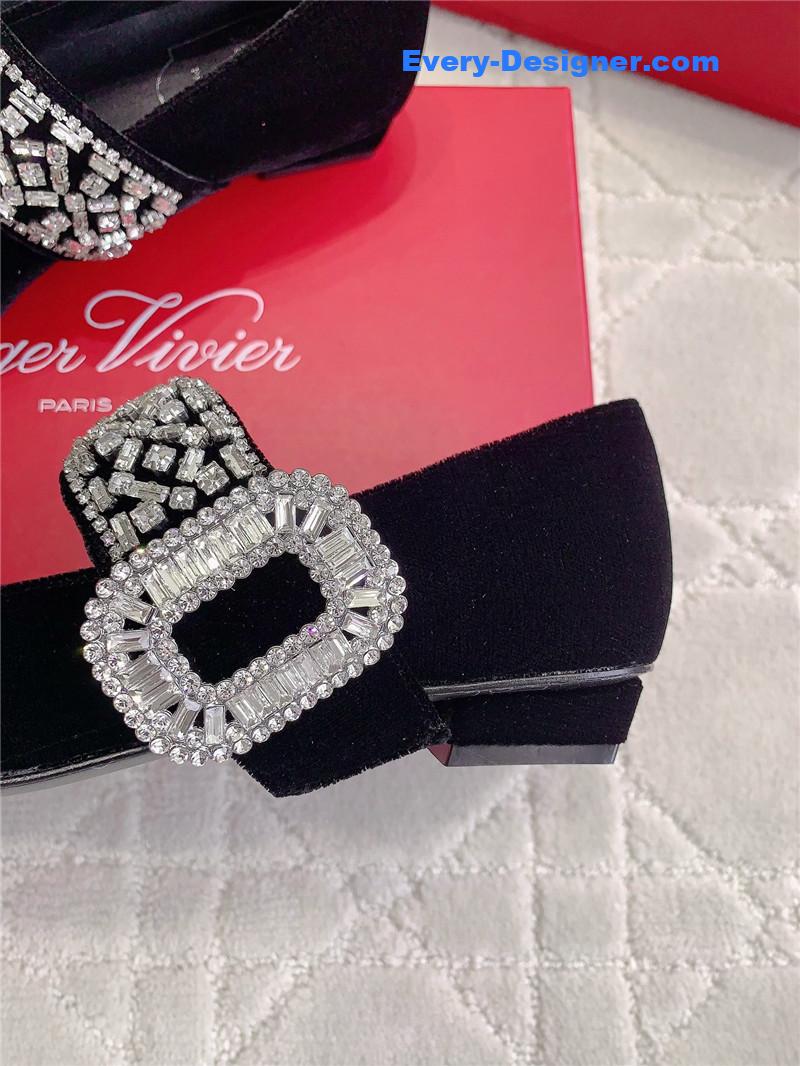 Roger Vivier Belle Vivier Mary Janes in Velvet Black