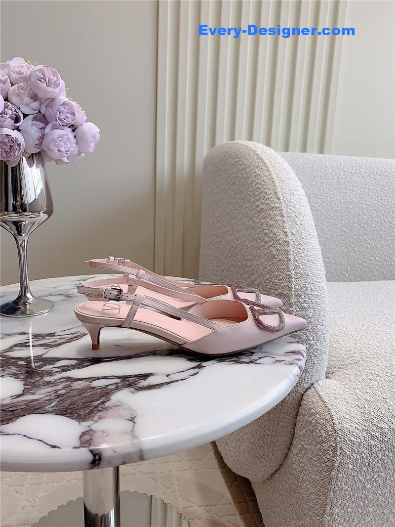 Va1e*ntin0 vlogo signature slingback in pink/crystal 40mm