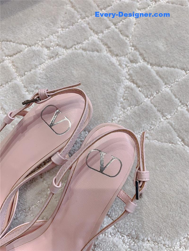 Va1e*ntin0 vlogo signature slingback in pink/crystal 40mm