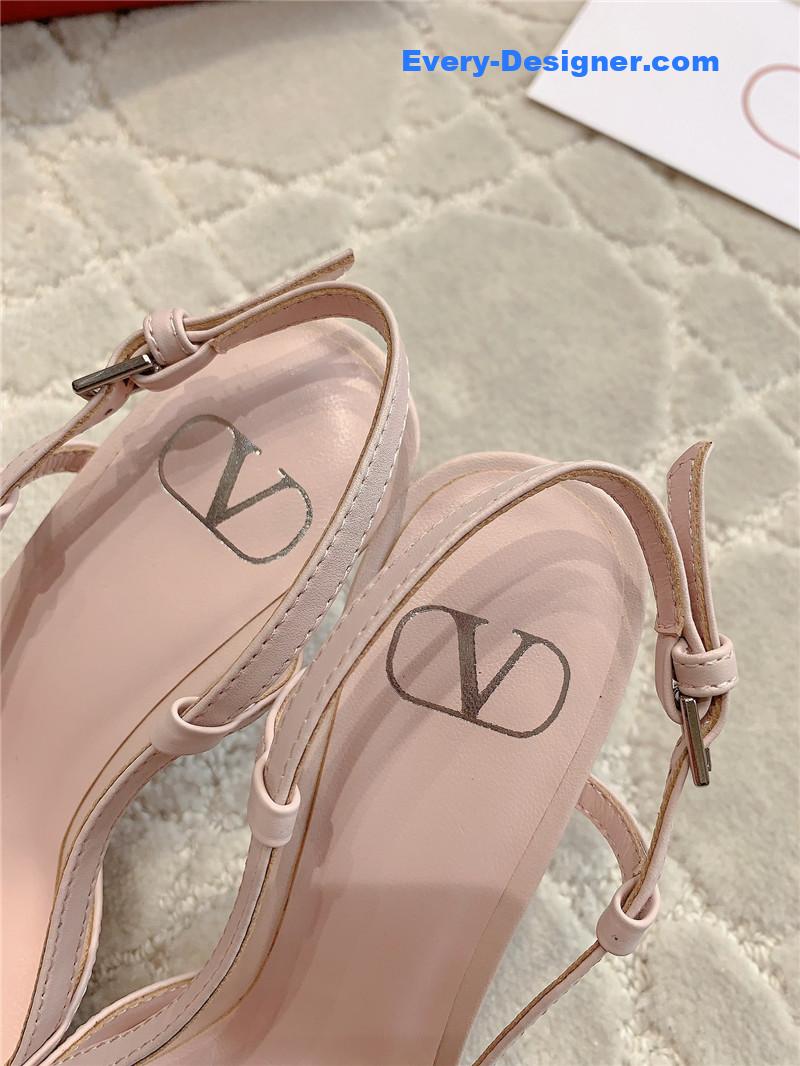 Va1e*ntin0 vlogo signature slingback in pink and crystal 80mm