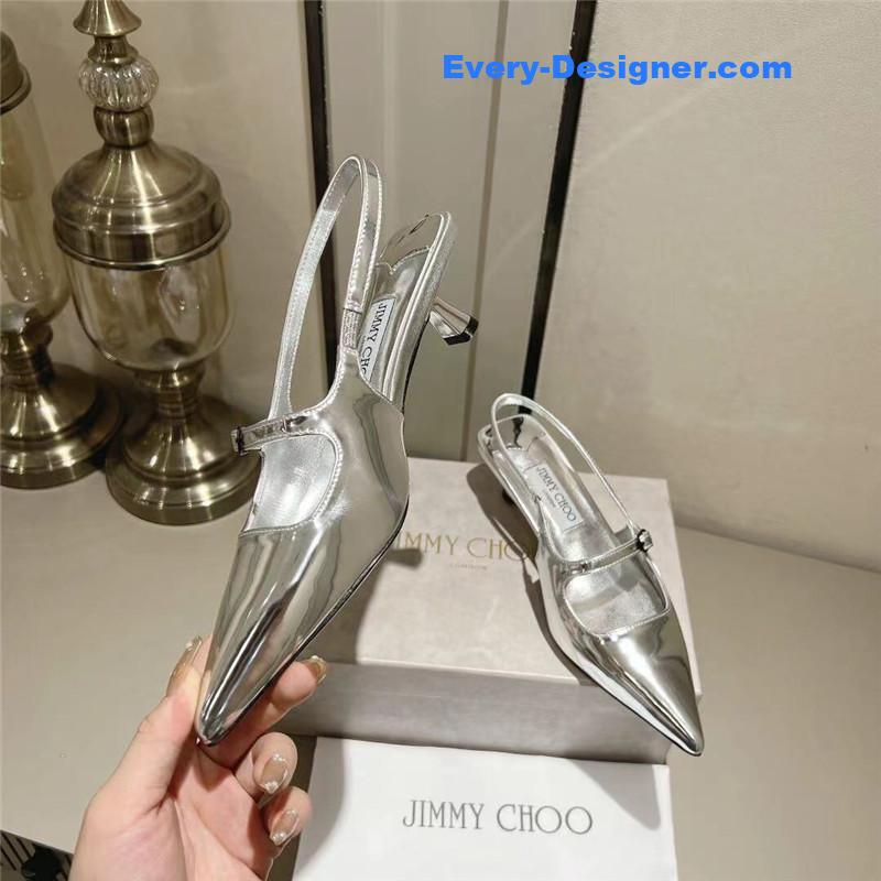 J1m*y Ch00 didi 45 silver liquid metal pointed pumps