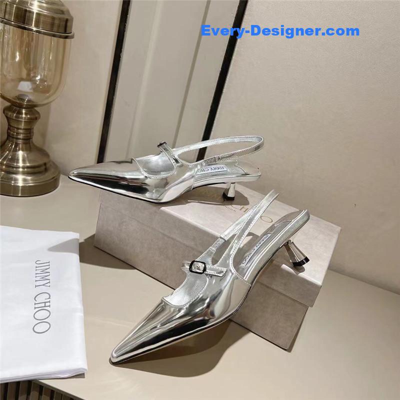 J1m*y Ch00 didi 45 silver liquid metal pointed pumps