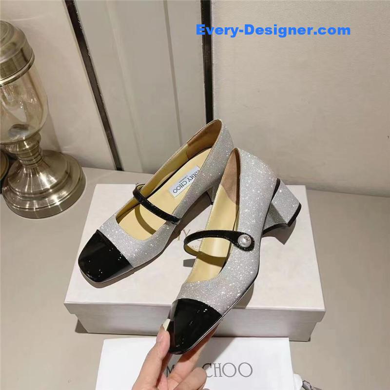J1m*y Ch00 elisa 45 silver glitter patent pumps