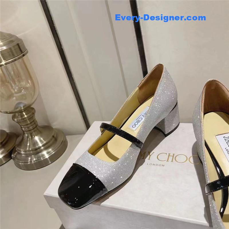 J1m*y Ch00 elisa 45 silver glitter patent pumps