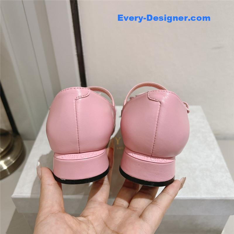 J1m*y Ch00 rose/flowers nappa leather flats