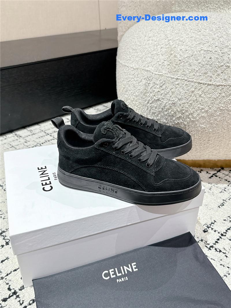 Ce1i*e black suede huntington low lace-up sneakers