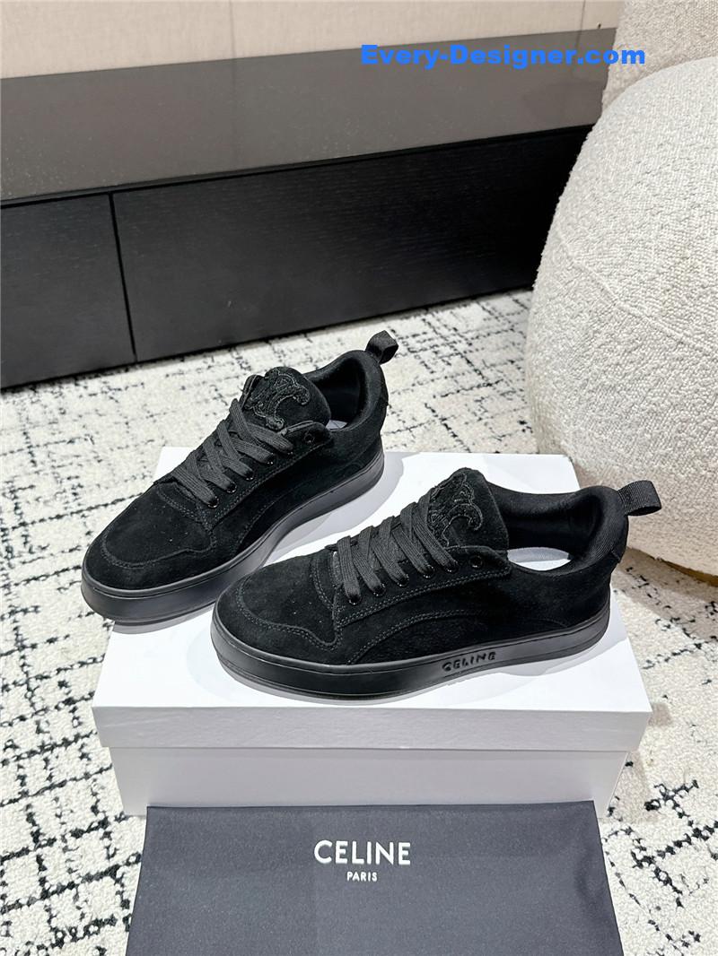 Ce1i*e black suede huntington low lace-up sneakers
