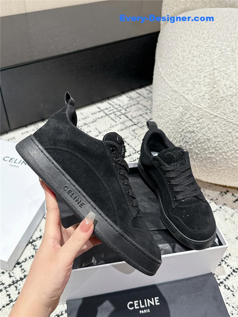 Ce1i*e black suede huntington low lace-up sneakers