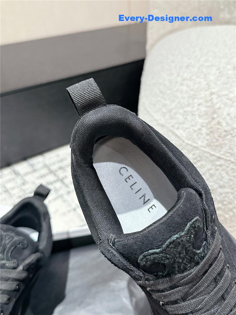 Ce1i*e black suede huntington low lace-up sneakers