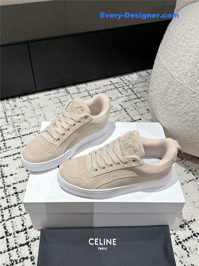Ce1i*e beige suede huntington low lace-up sneakers