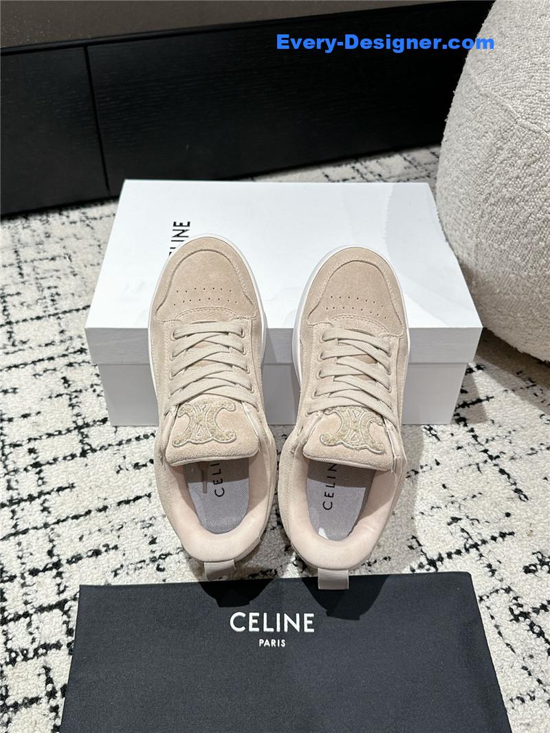 Ce1i*e beige suede huntington low lace-up sneakers
