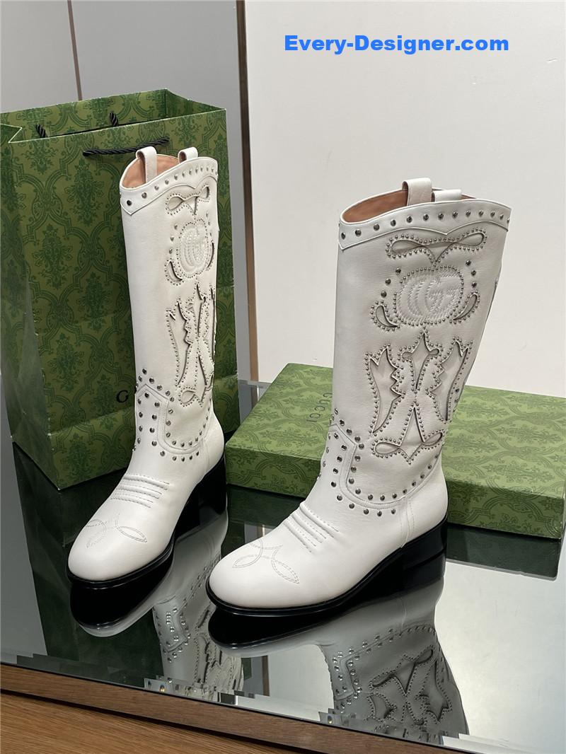 Gvc*1 gg embroidered studded keen high boots in white