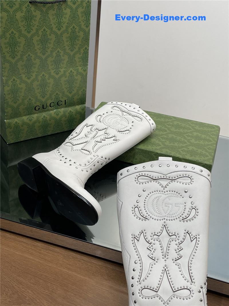 Gvc*1 gg embroidered studded keen high boots in white