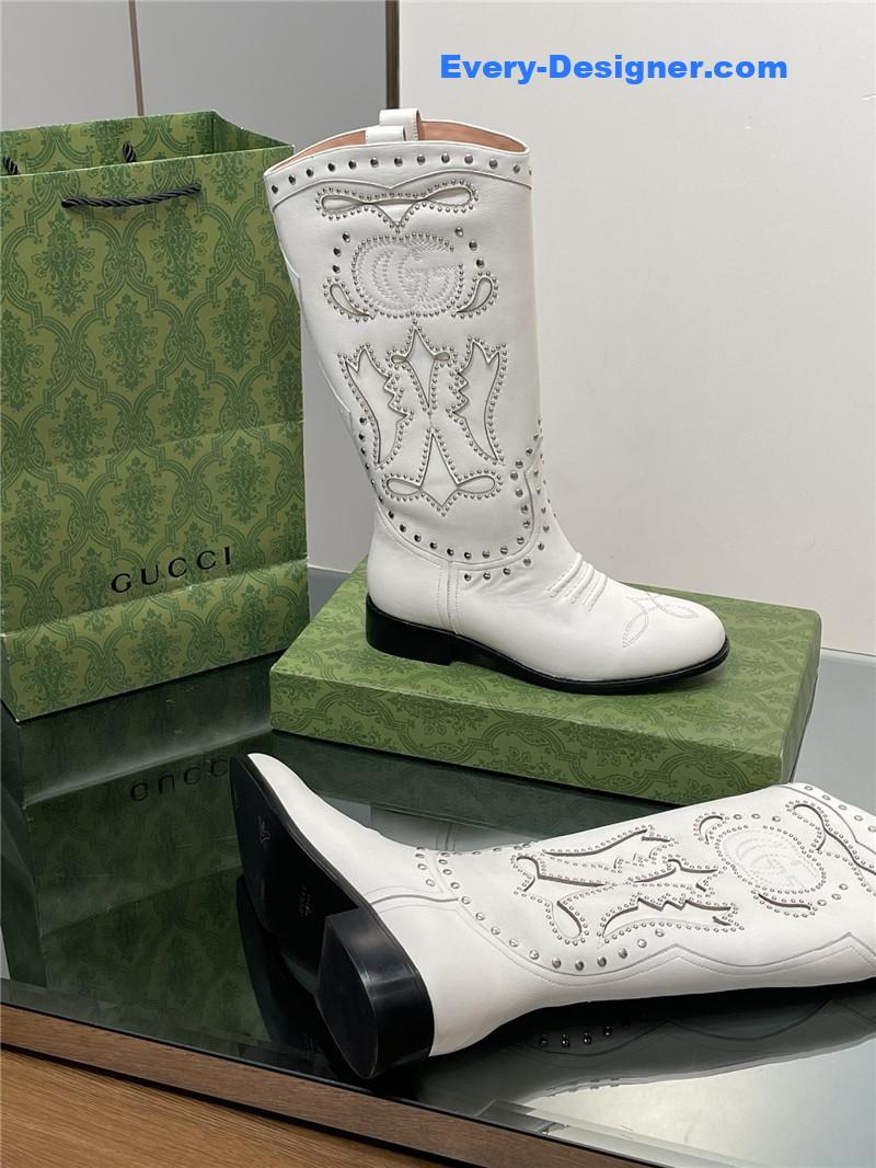 Gvc*1 gg embroidered studded keen high boots in white