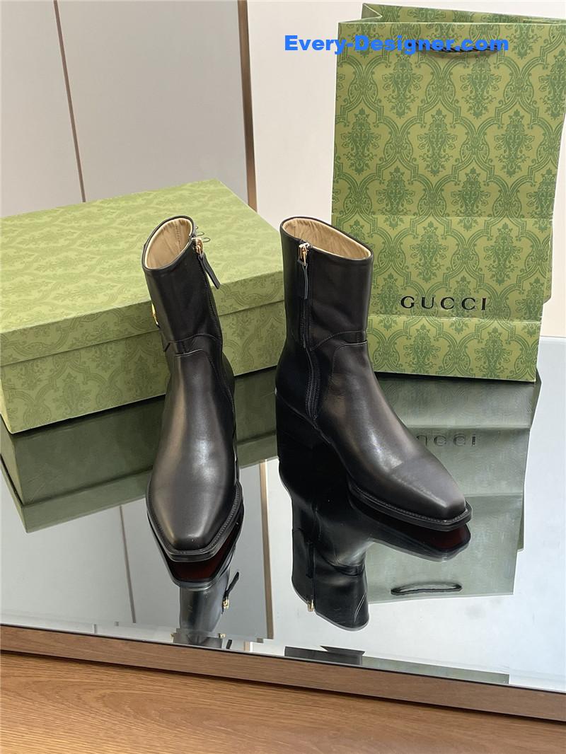 Gvc*1 horsebit-detail 45mm leather ankle boot in black