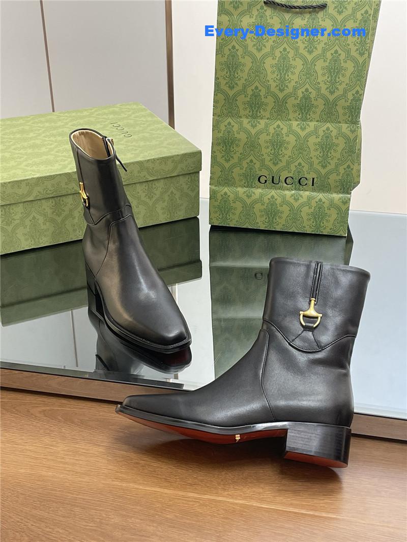 Gvc*1 horsebit-detail 45mm leather ankle boot in black