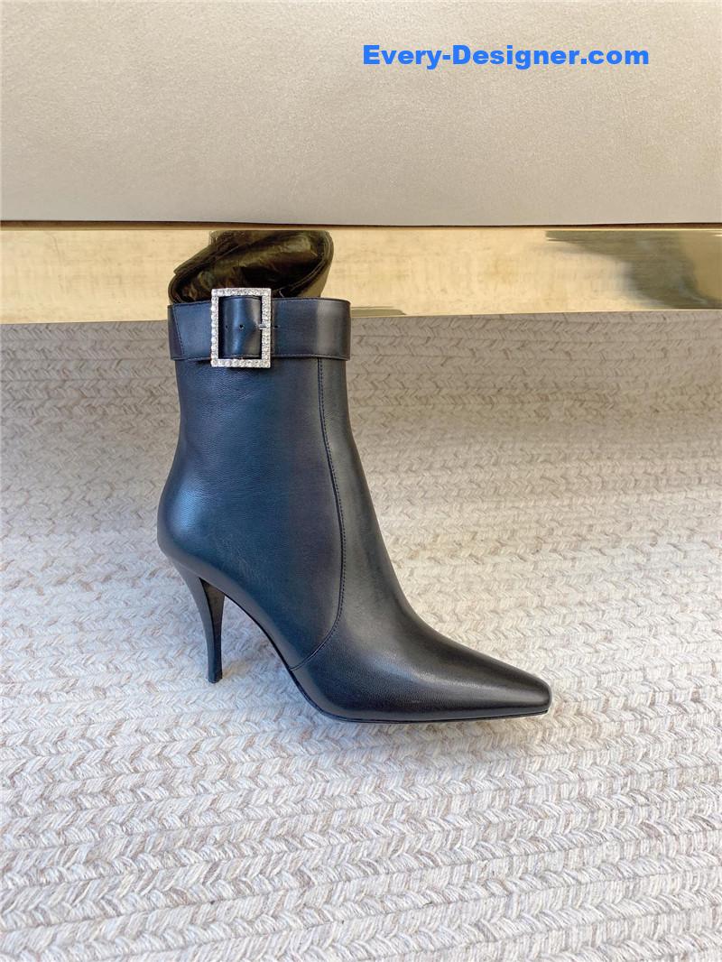 Sa1nt Lau*nt black belt detailed leather boot