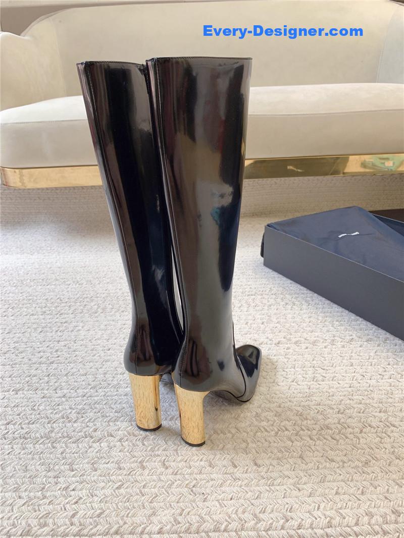 Sa1nt Lau*nt auteuil 105 glazed leather knee-high boots