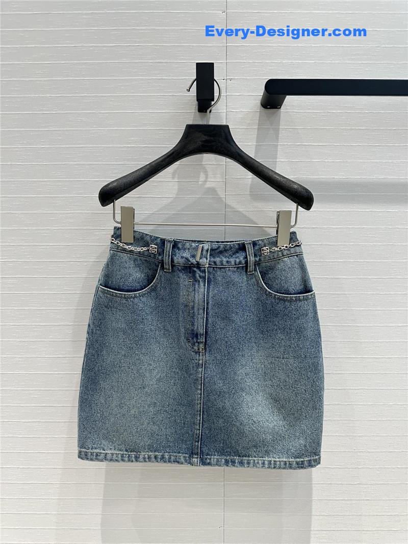 Givenchy metal chain buckle denim skirt replica D & G Clothing