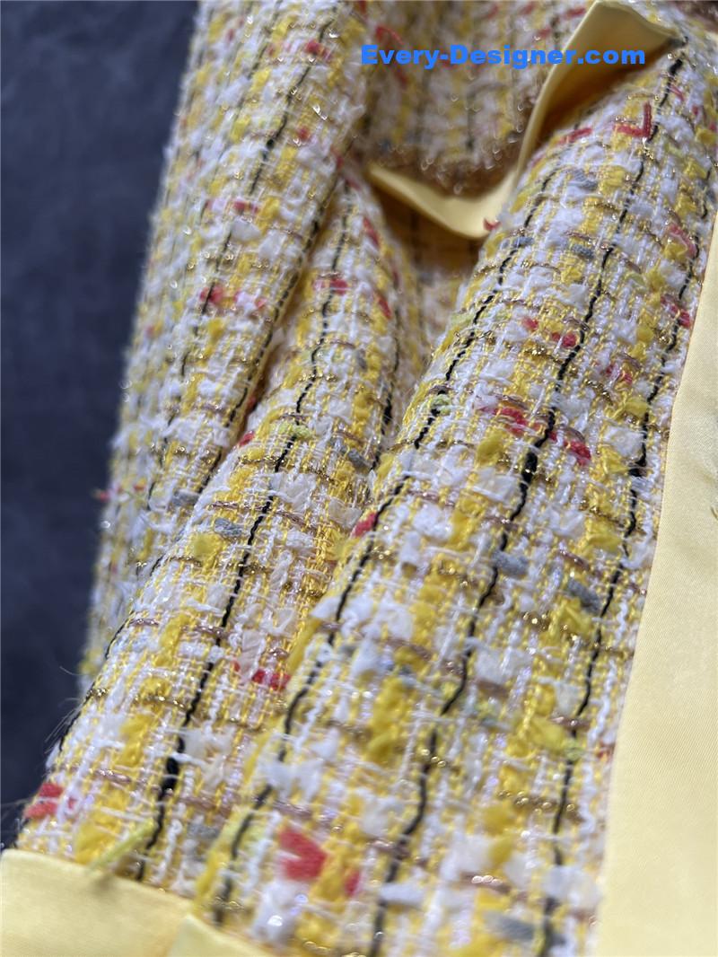 M1um1u yellow woven coarse nicomo jacket replica clothing sites