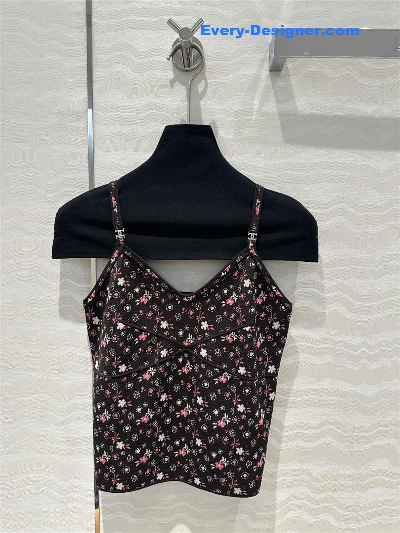 Ch**el floral glitter knitted suspenders replica clothes