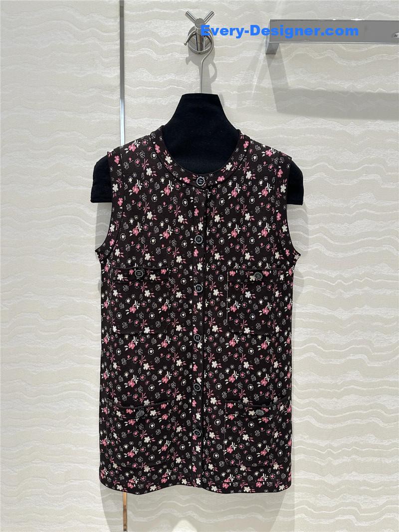 Ch**el small floral glitter knitted vest jacket replica clothing