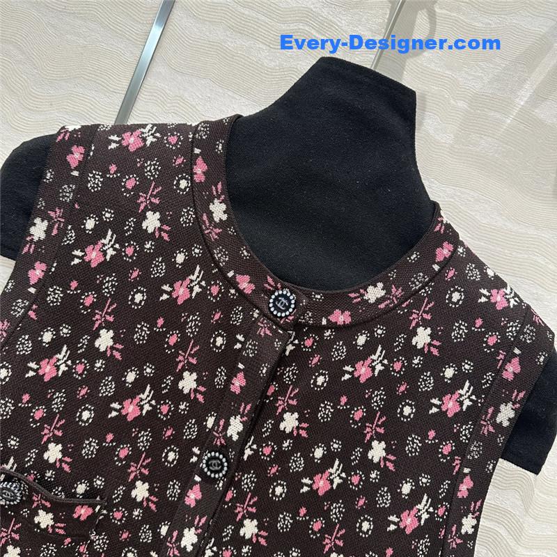 Ch**el small floral glitter knitted vest jacket replica clothing