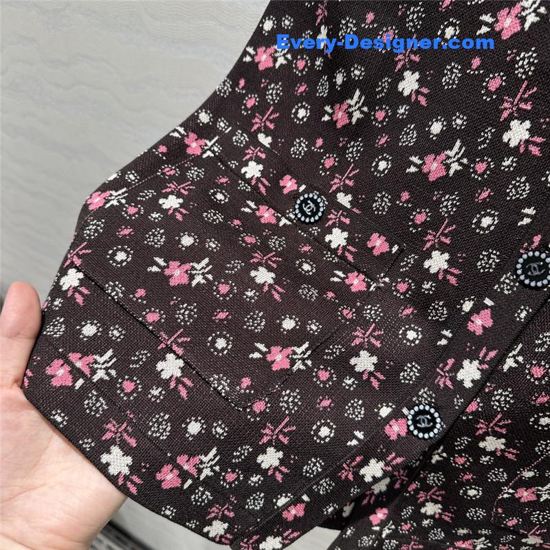 Ch**el small floral glitter knitted vest jacket replica clothing