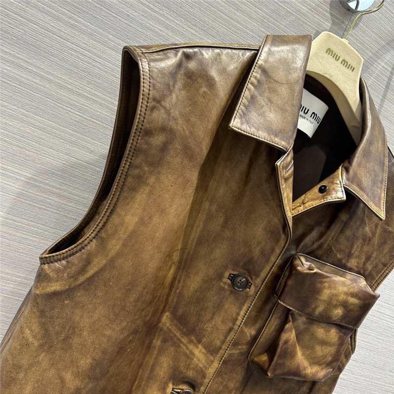 M1um1u long cowhide vest jacket replica d&g clothing