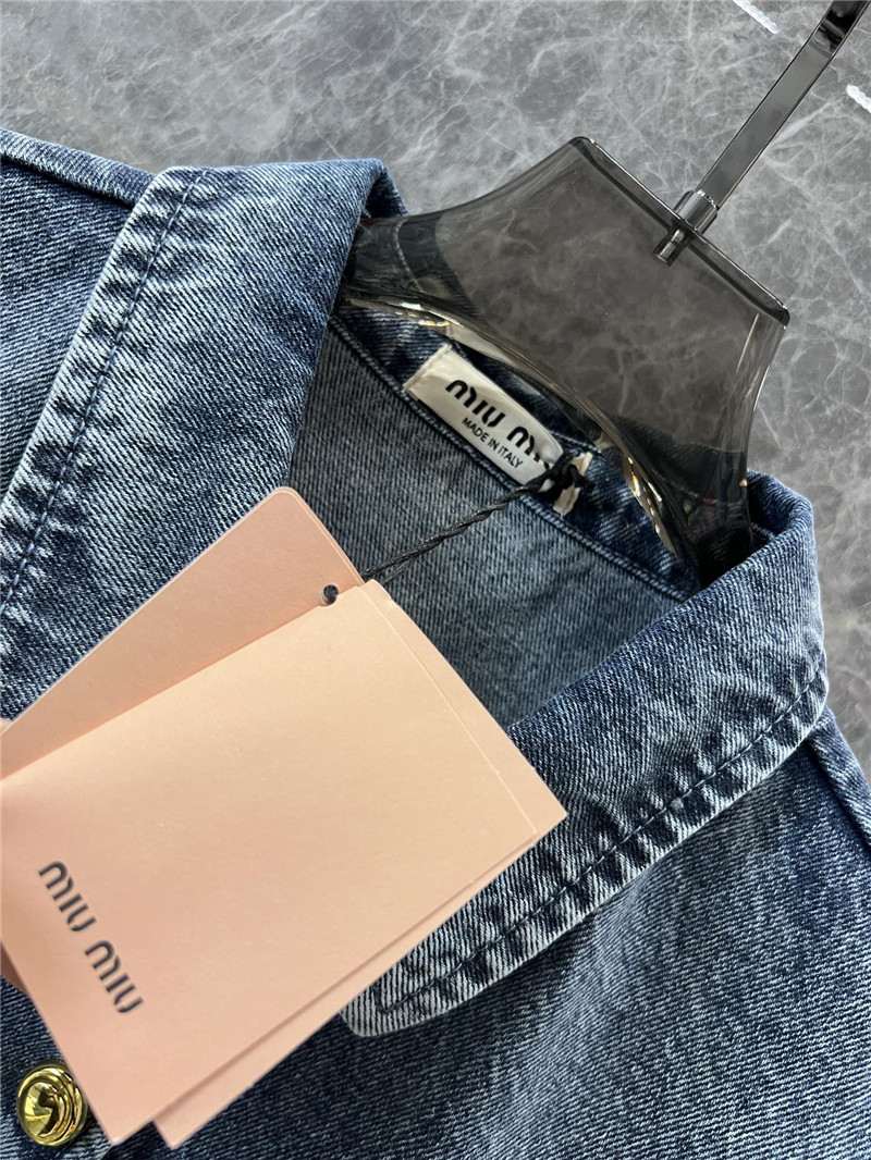 M1um1u letter denim sweatshirt replicas clothes