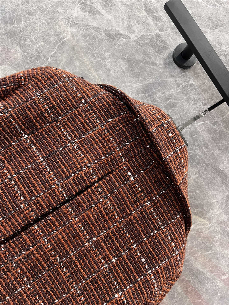 Ch**el plaid lapel double-breasted tweed coat replica clothes