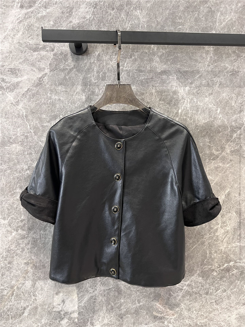 Ch**el short-sleeved leather jacket replica clothing sites