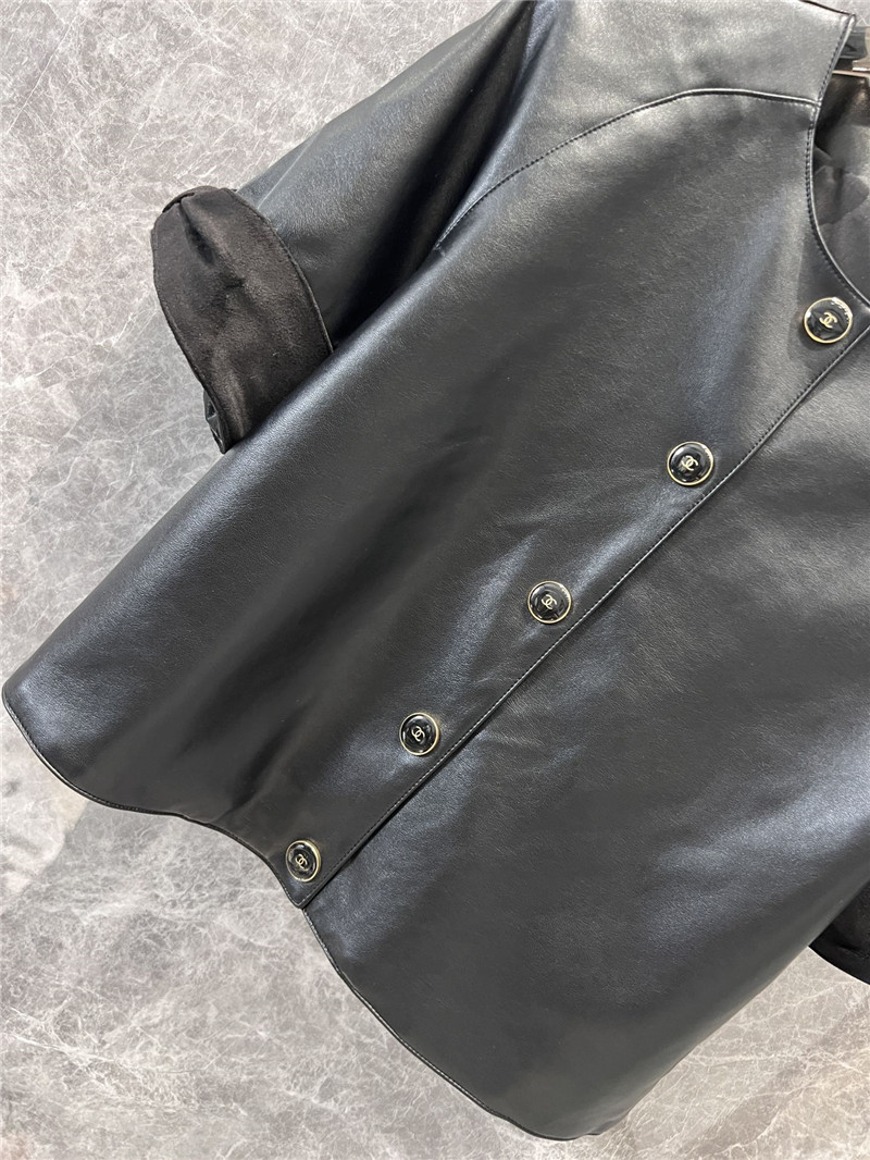 Ch**el short-sleeved leather jacket replica clothing sites