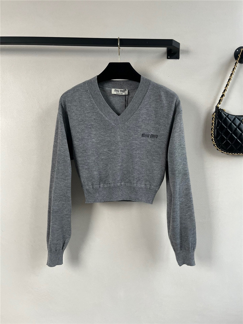 M1um1u long-sleeved knitted top replica clothing sites