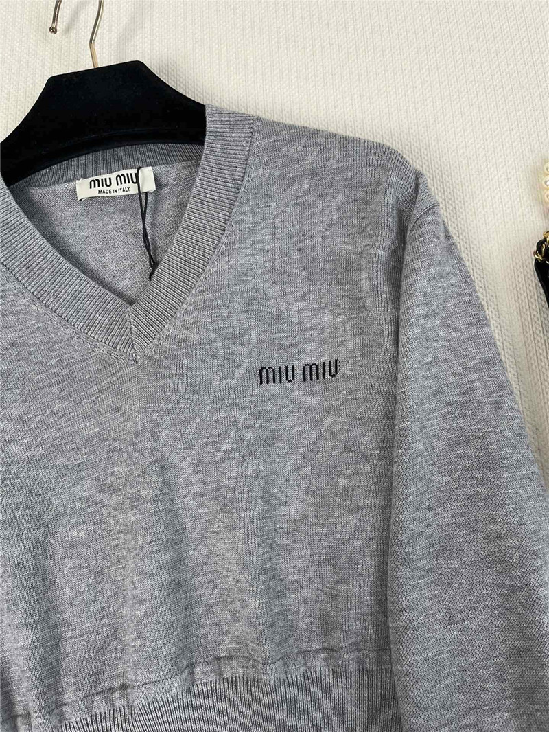 M1um1u long-sleeved knitted top replica clothing sites