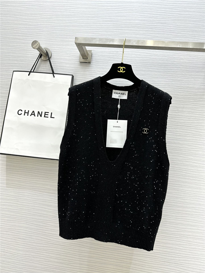 Ch**el wool sequin yarn vest replica clothes