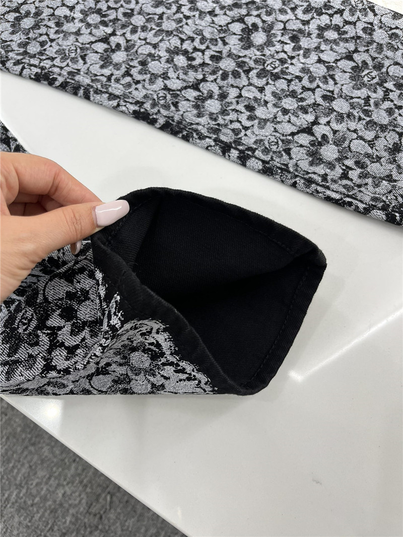Ch**el laser floral denim trousers replica clothes
