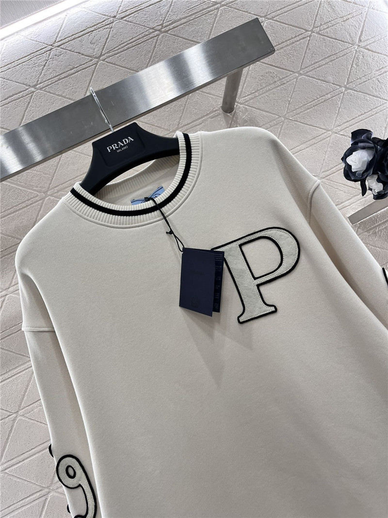 Pra*a round neck embroidered sweatshirt replica clothing sites