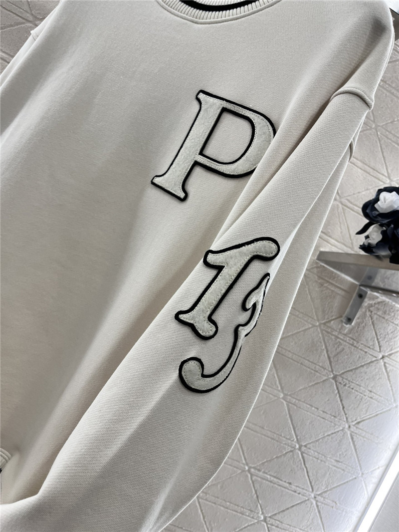Pra*a round neck embroidered sweatshirt replica clothing sites
