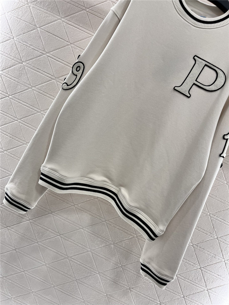 Pra*a round neck embroidered sweatshirt replica clothing sites