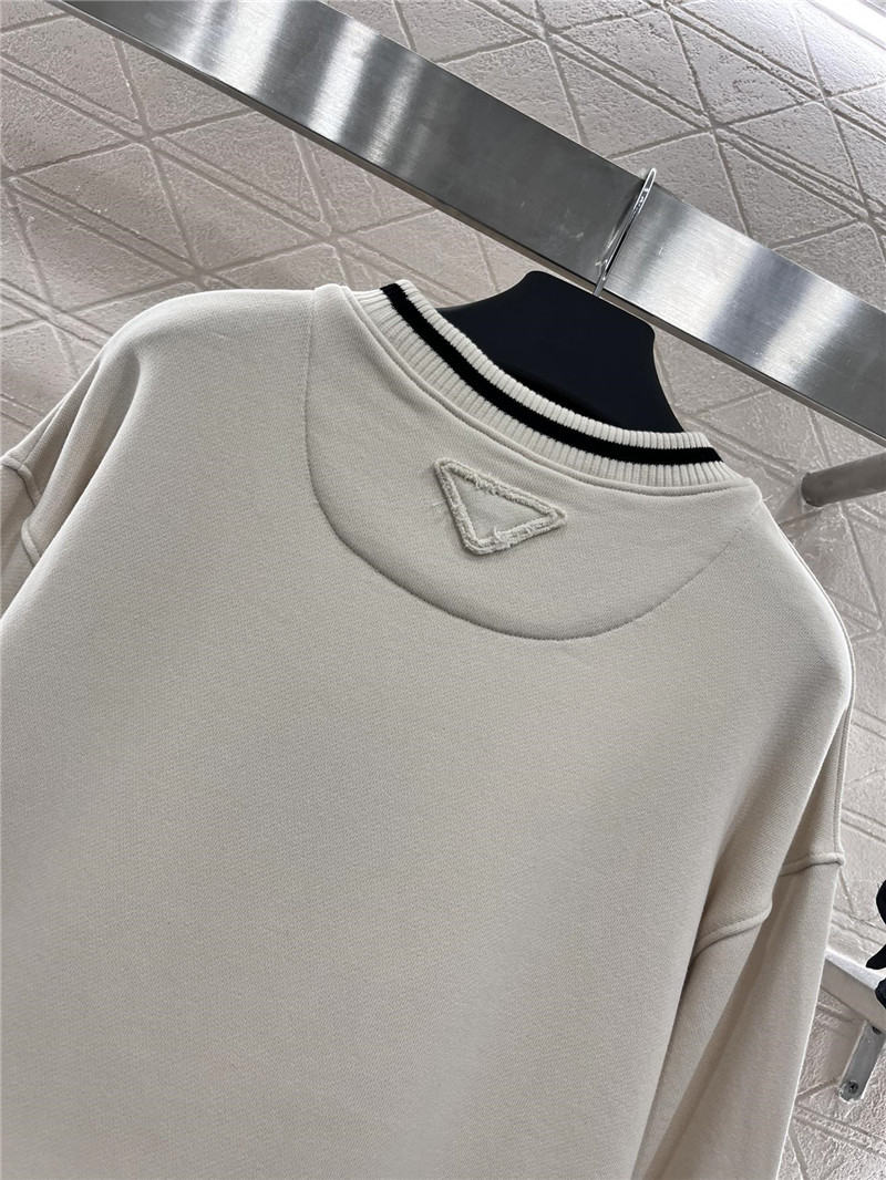 Pra*a round neck embroidered sweatshirt replica clothing sites